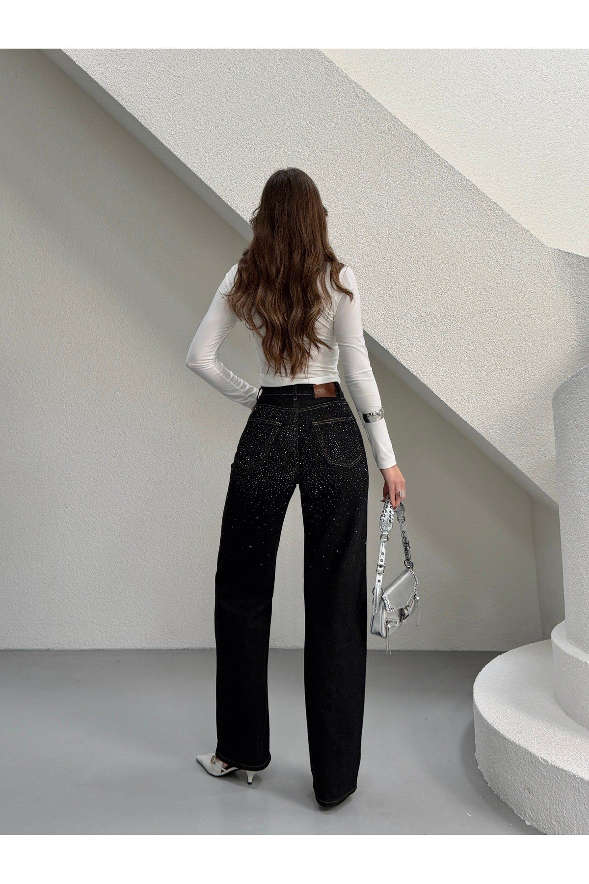 Taş Detaylı Jean Kot Pantolon