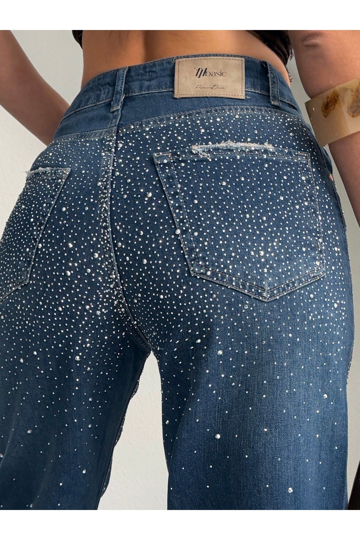 Taş Detaylı Jean Kot Pantolon