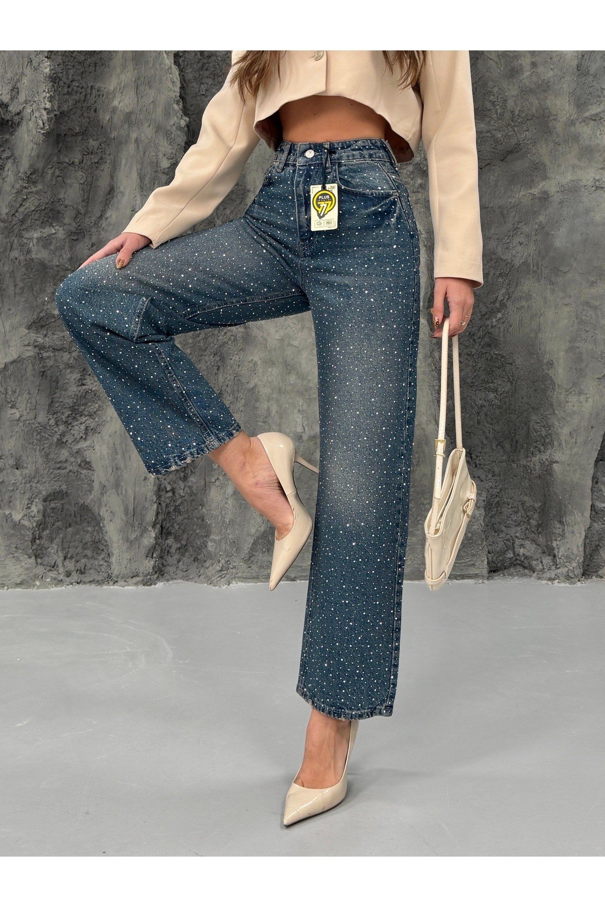 Taşlı Jean Pantolon