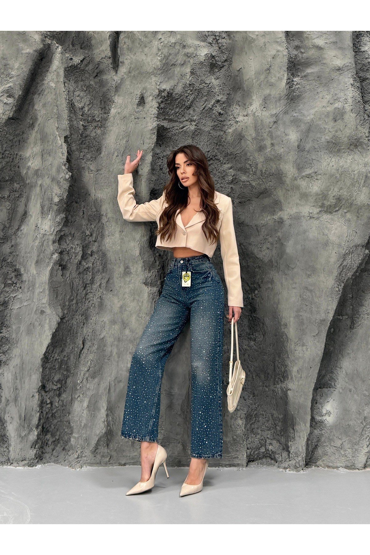 Taşlı Jean Pantolon
