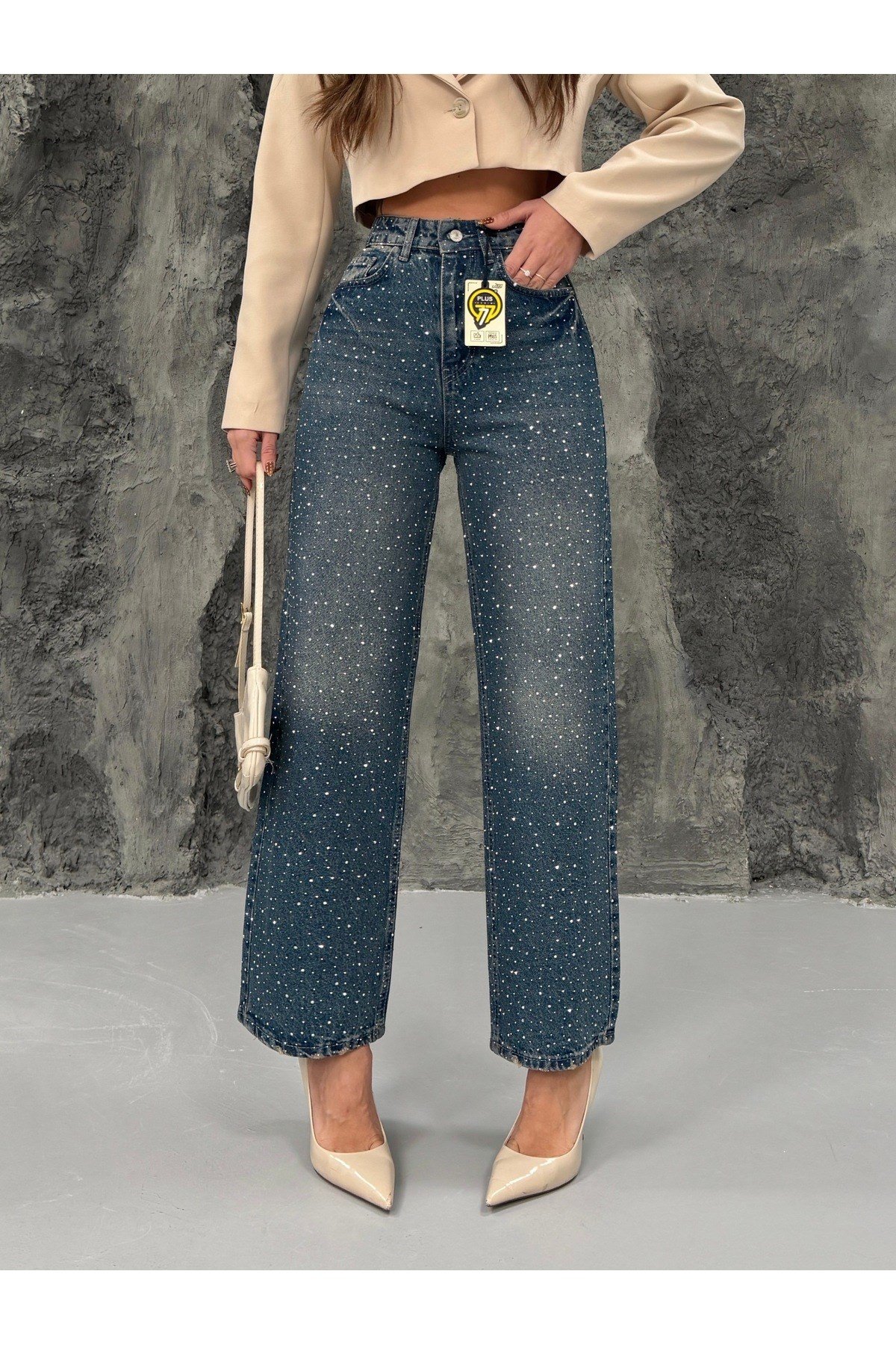Taşlı Jean Pantolon