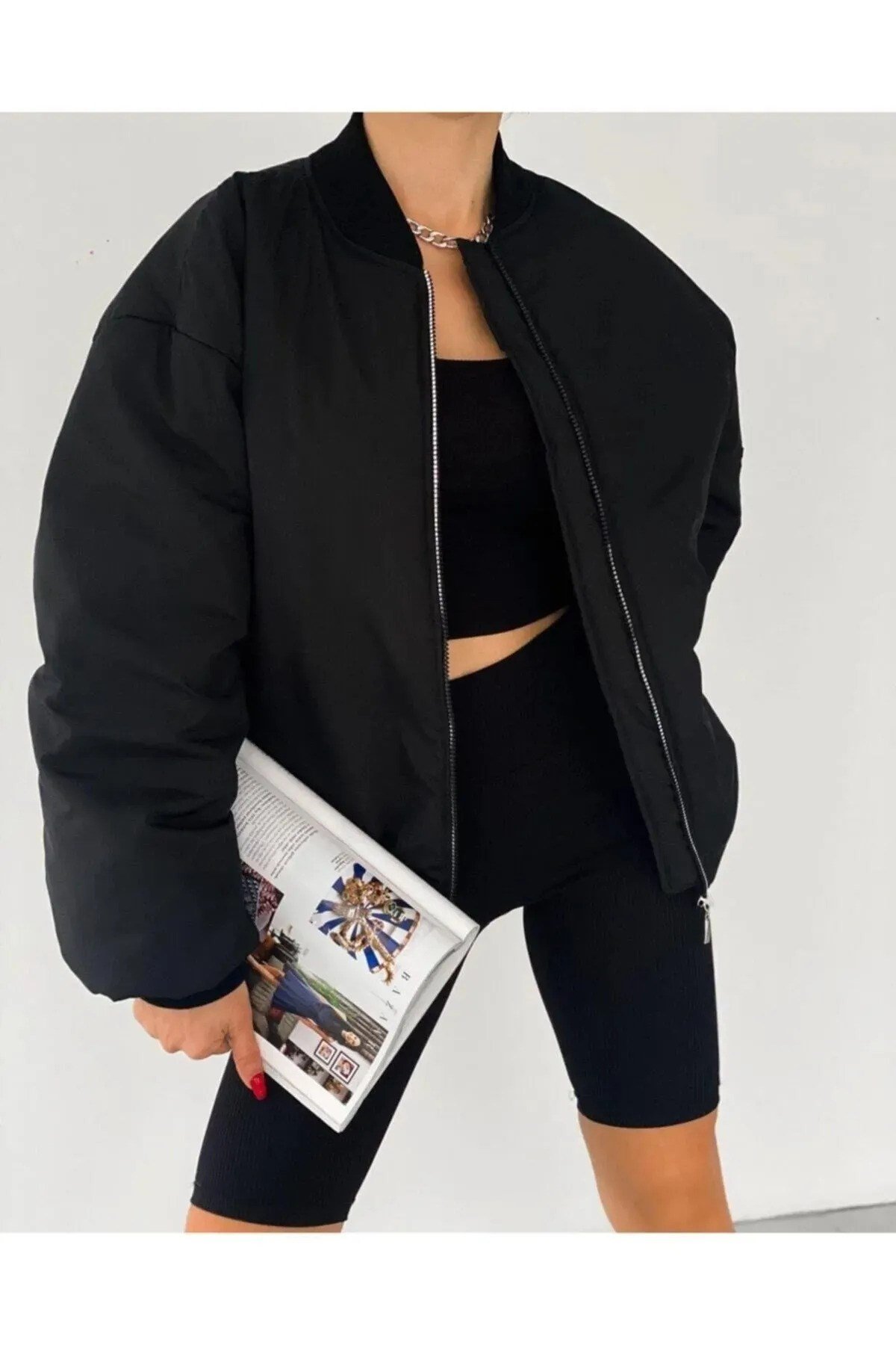 Unisex Bomber Siyah Ceket