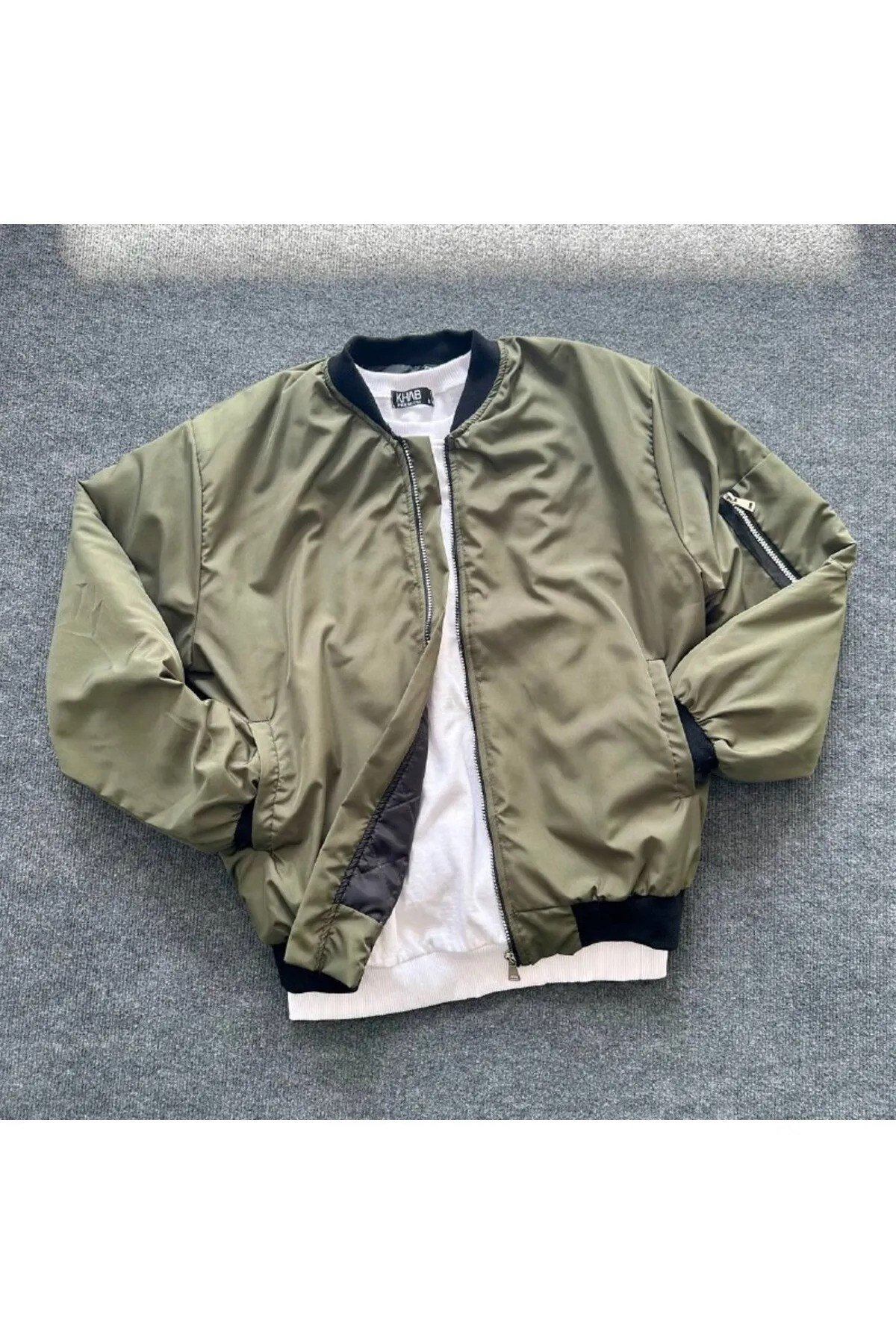 Unisex Bomber Yelek Hırka Ceket Haki