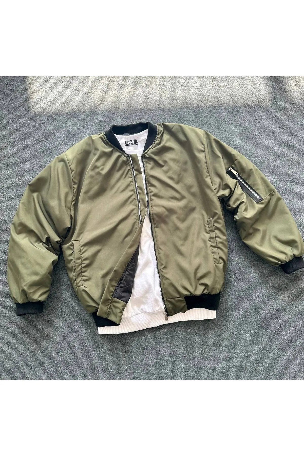 Unisex Bomber Yelek Hırka Ceket Haki