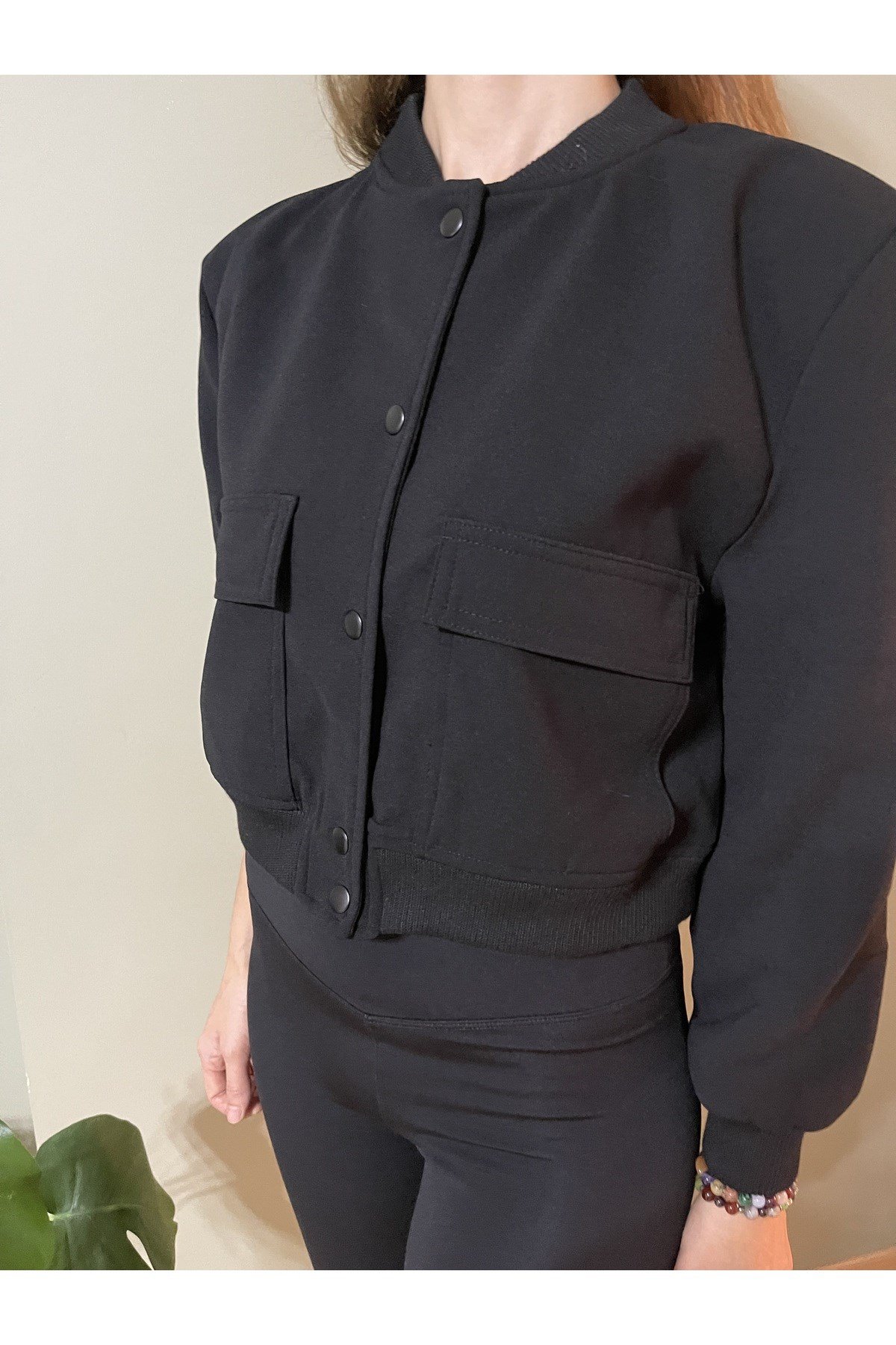 Vatkalı Krep Bomber ceket