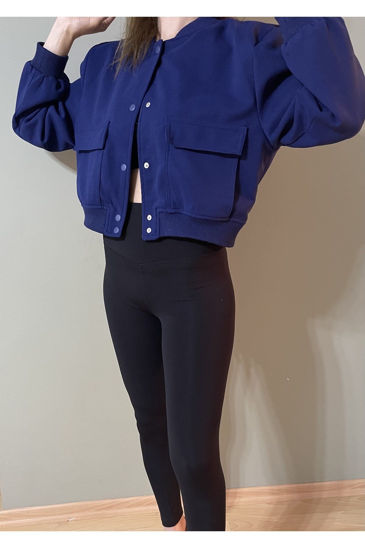 Vatkalı Krep Bomber ceket
