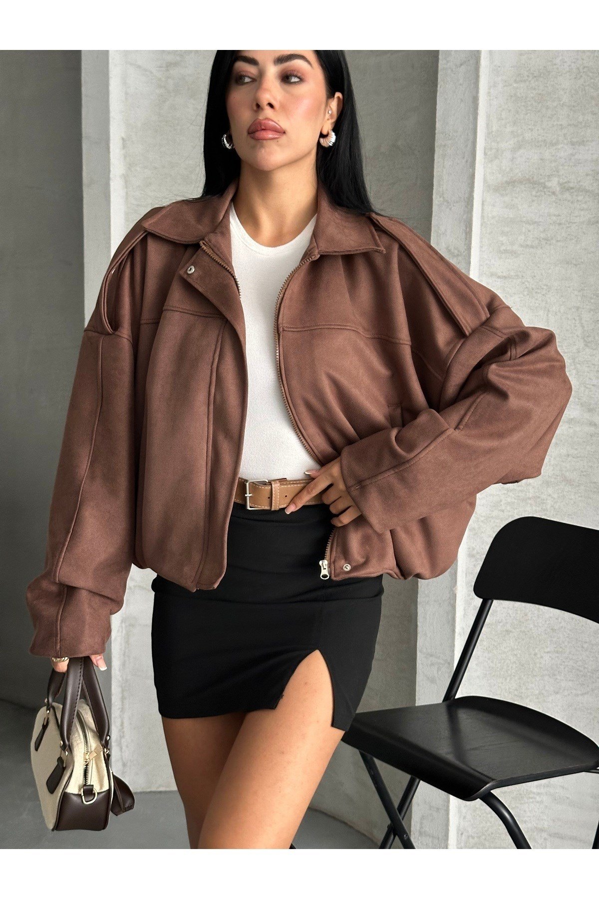 Yeni Sezon Süet Oversize Ceket