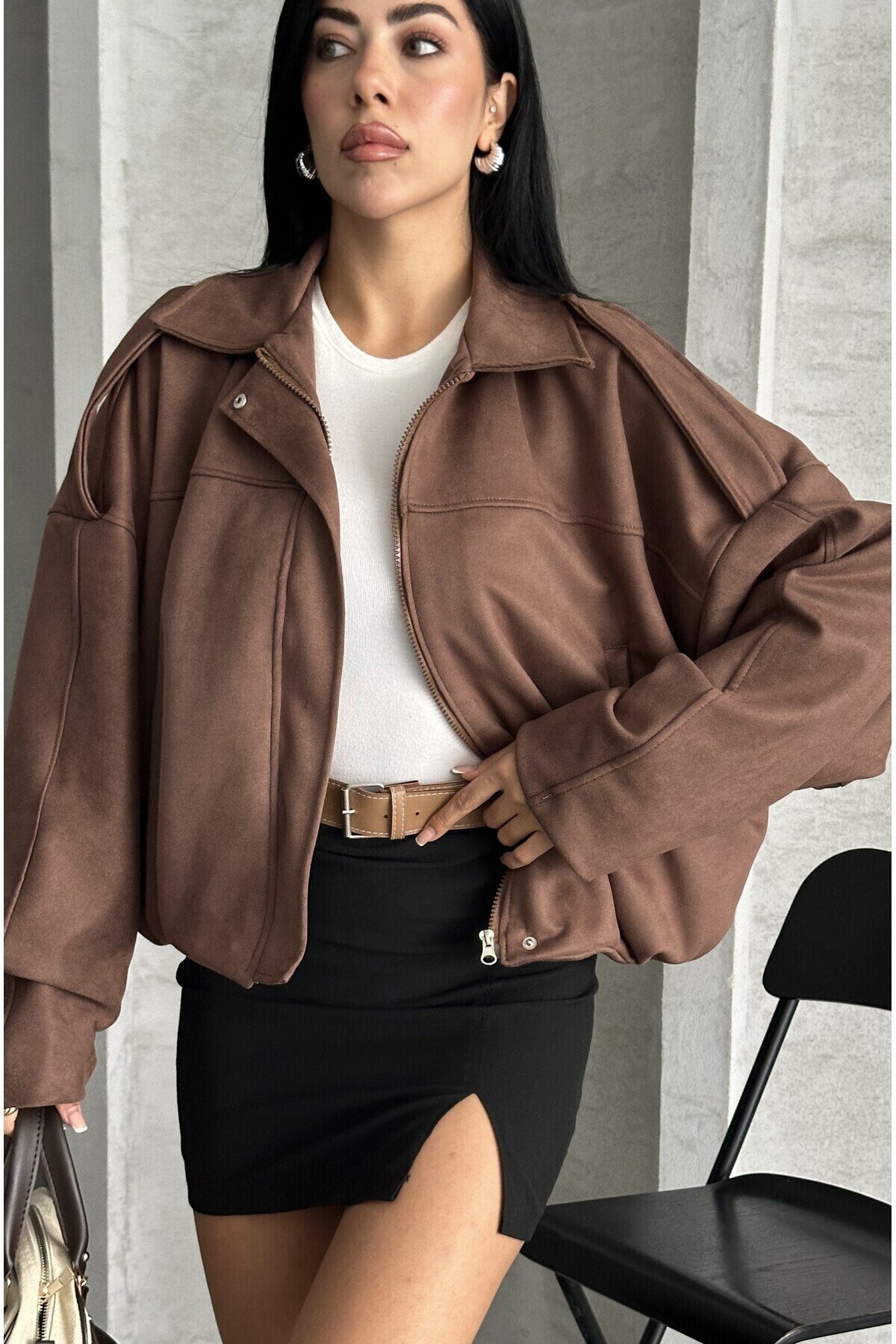 Yeni Sezon Süet Oversize Ceket