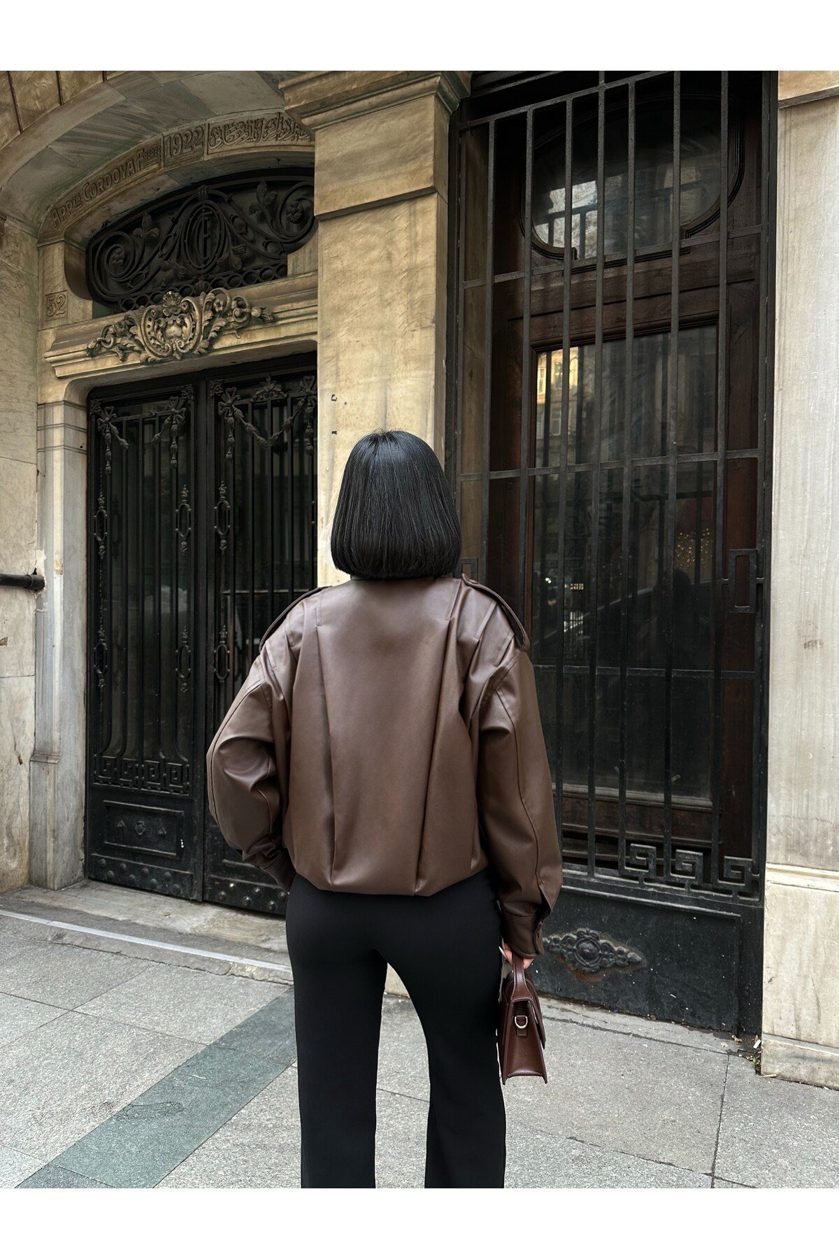 Yeni Sezon Suni Oversize Bomber Deri Ceket