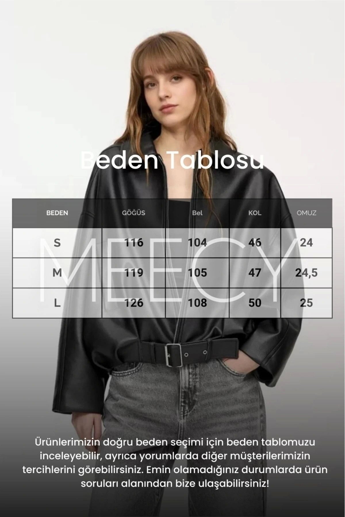 Yeni Sezon Suni Oversize Bomber Deri Ceket