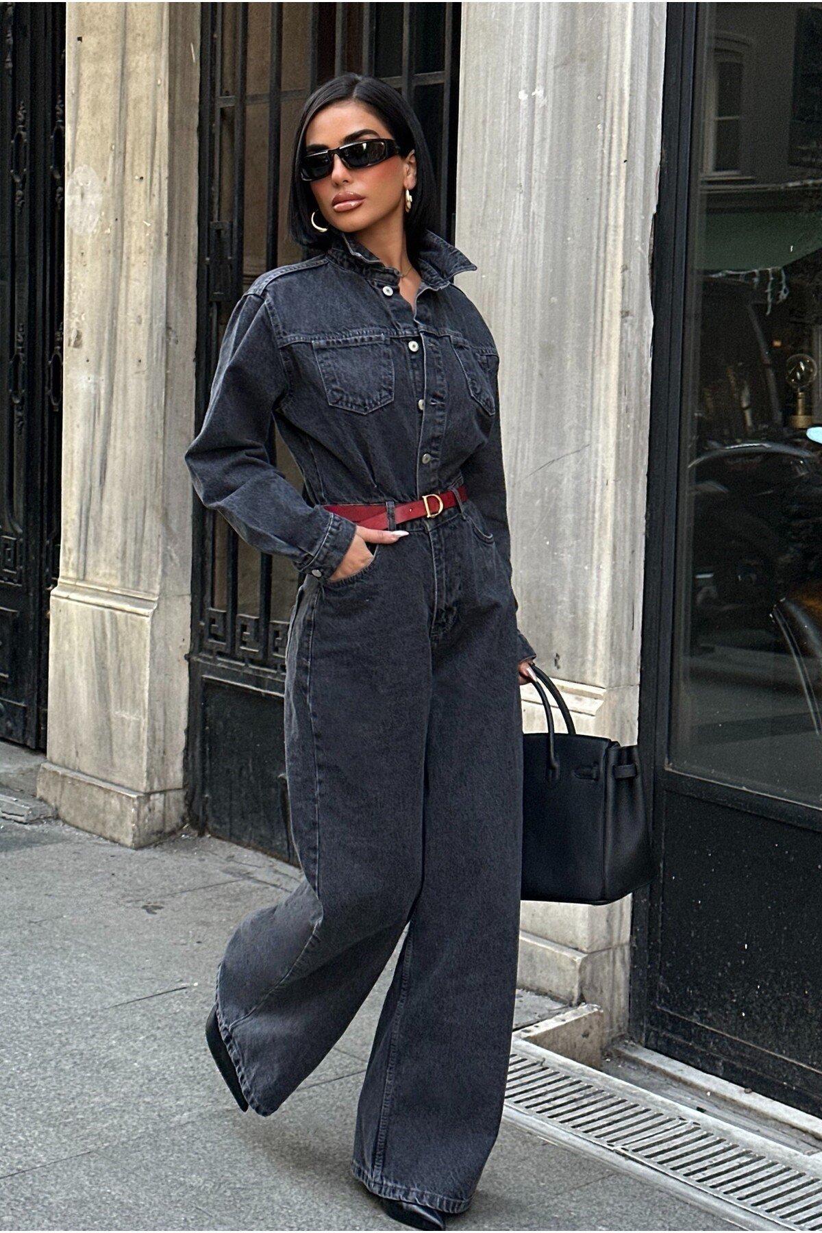 Zr Model Denim Kot Kemerli Tulum