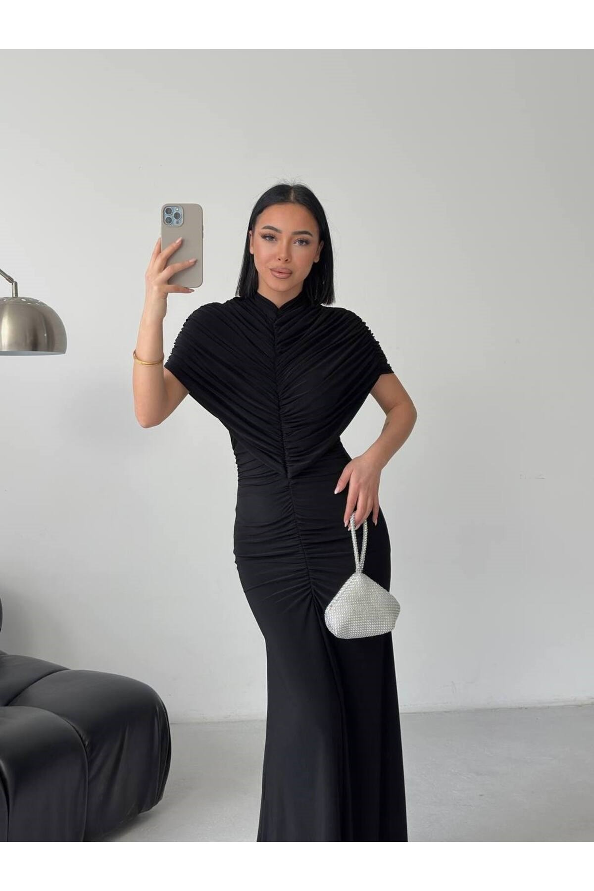 Zr Model Pelerin Büzgü Detay Elbise