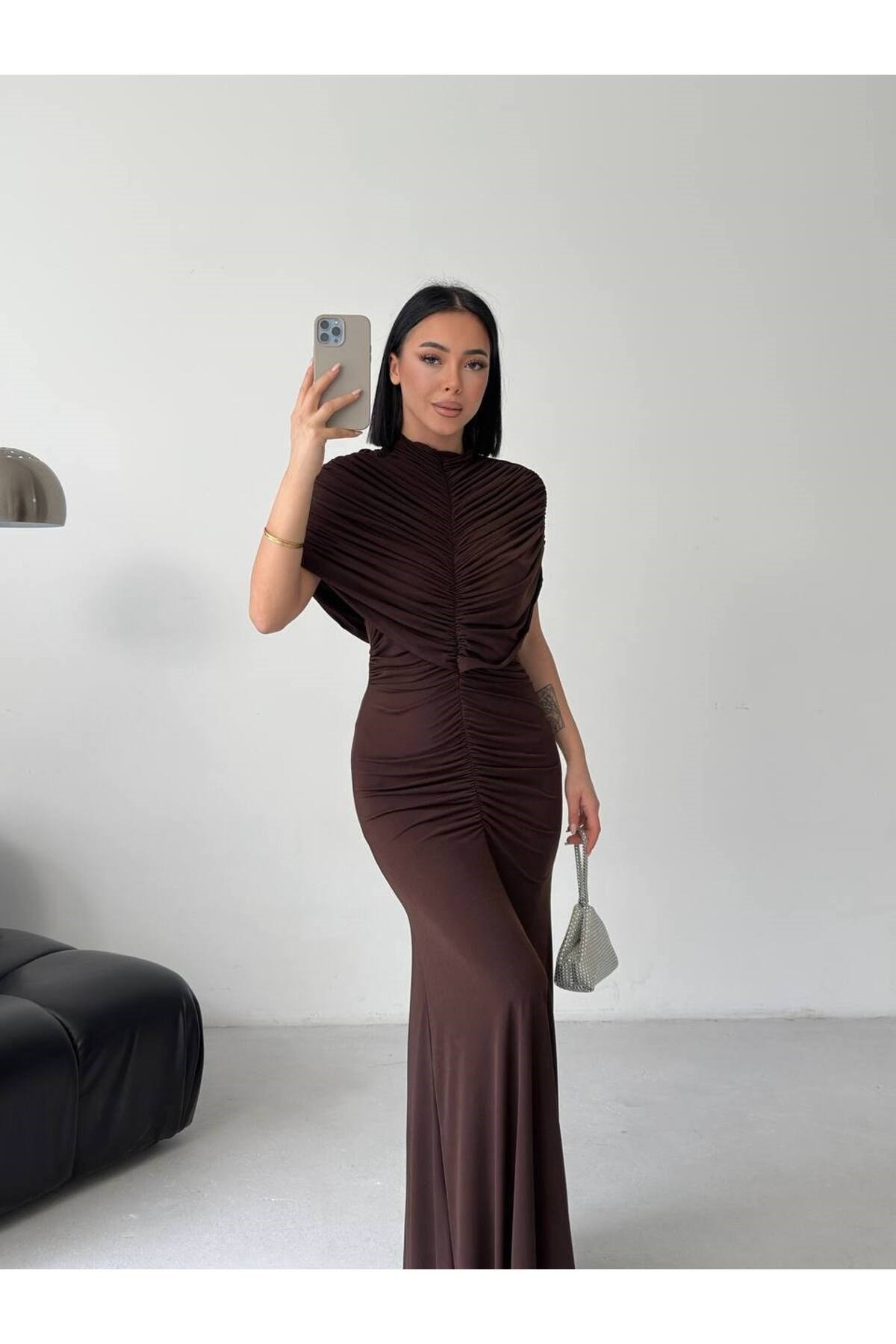 Zr Model Pelerin Büzgü Detay Elbise