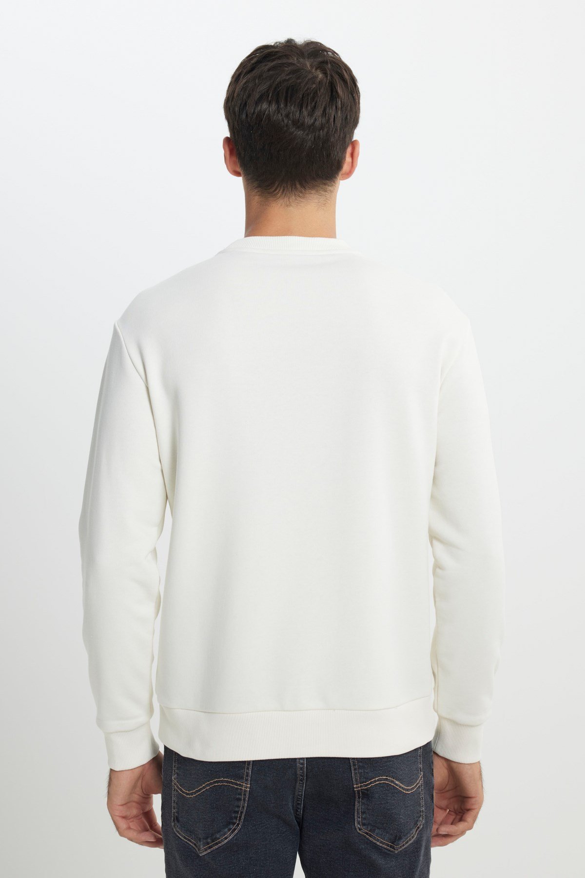 Lee Bisiklet Yaka Sweatshirt Beyaz Erkek Sweatshirt