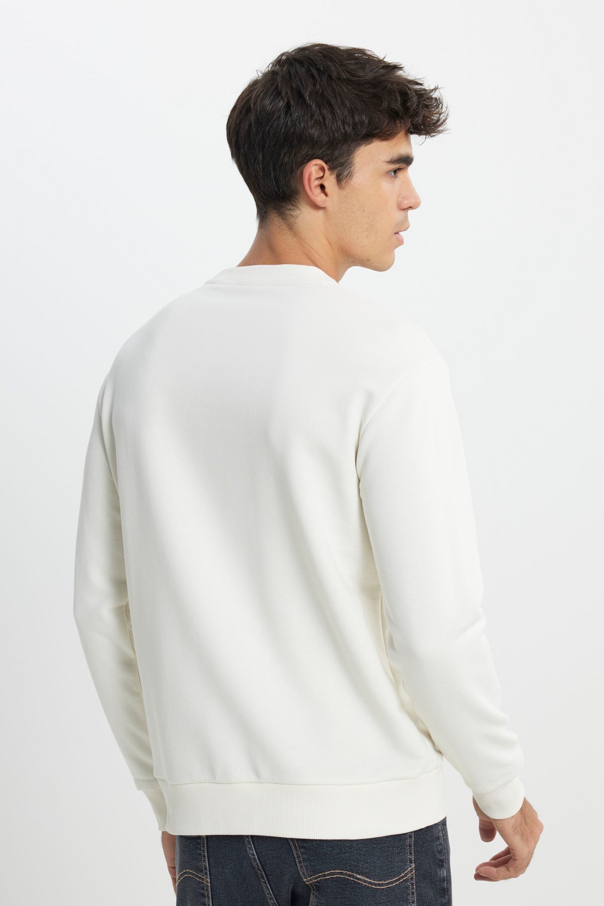 Lee Bisiklet Yaka Sweatshirt Beyaz Erkek Sweatshirt