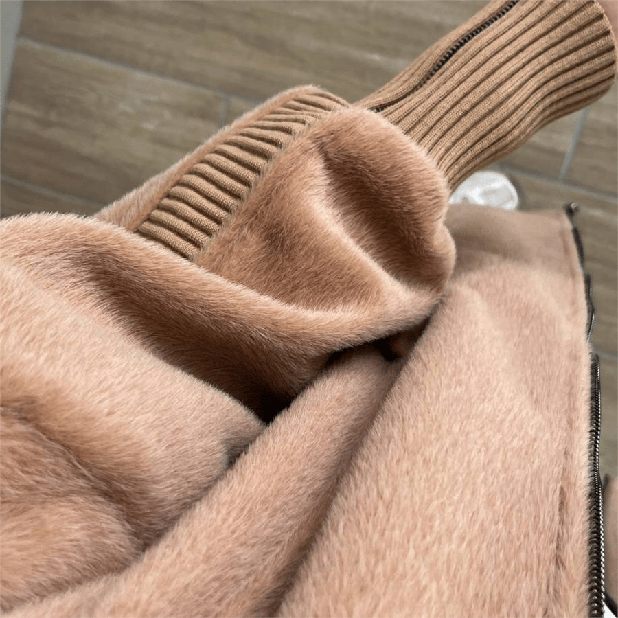 Fermuarlı Angora Kaban Taba Renk