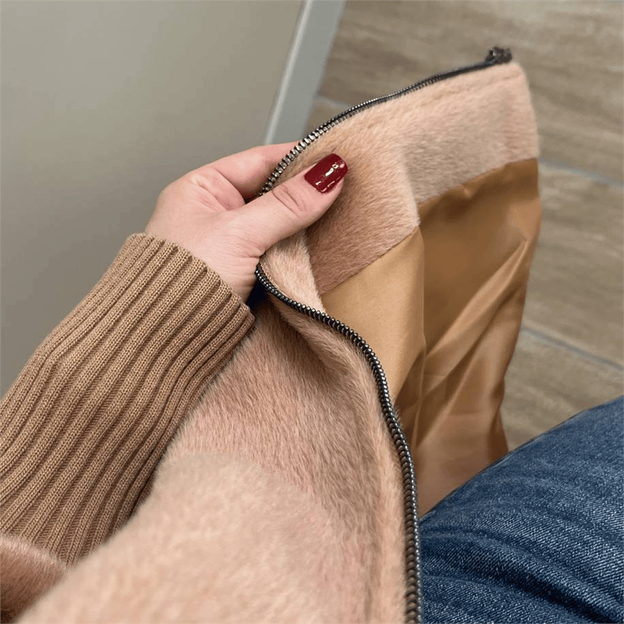 Fermuarlı Angora Kaban Taba Renk