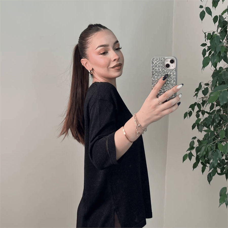 Sedefli Triko Siyah Renk
