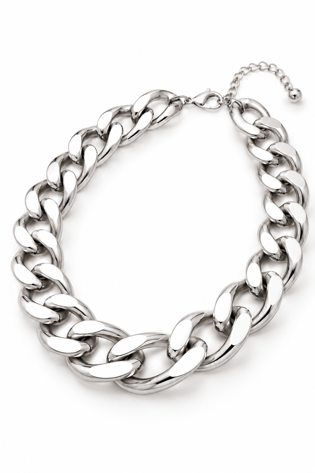 Thick Silver Colored Chain Necklace