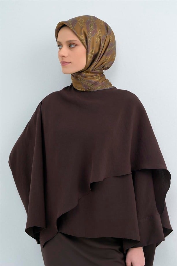 Armine İpek Eşarp 2026 Yaz 9522-07 Kahverengi