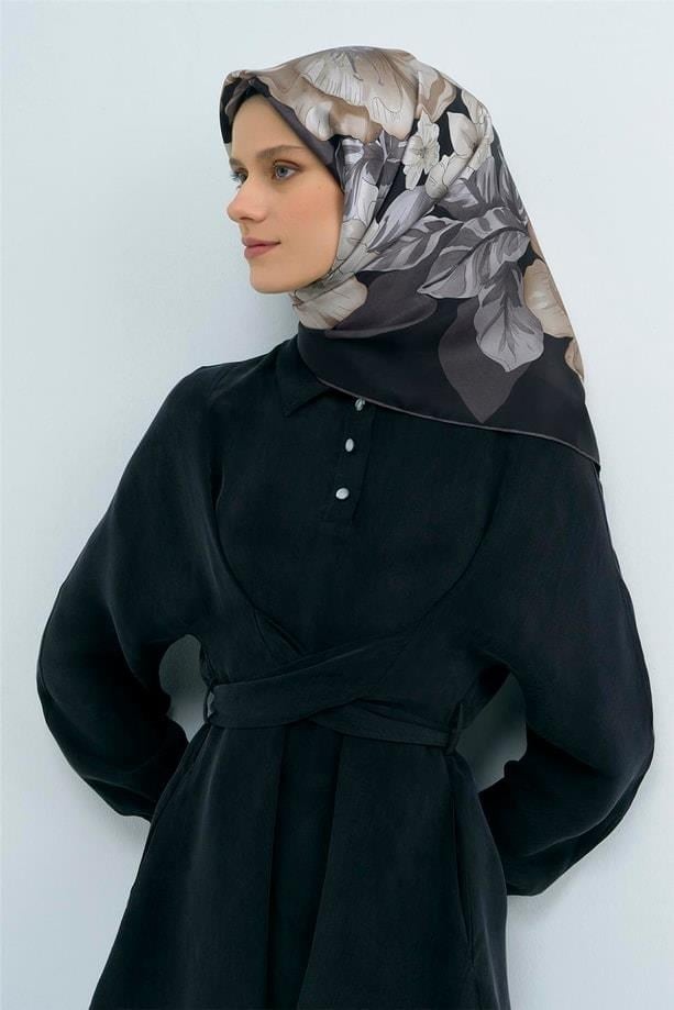 Armine İpek Eşarp 2026 Yaz 9529-86 Siyah