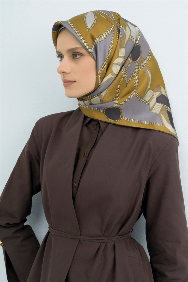 Armine İpek Eşarp 2026 Yaz 9531-33 Füme