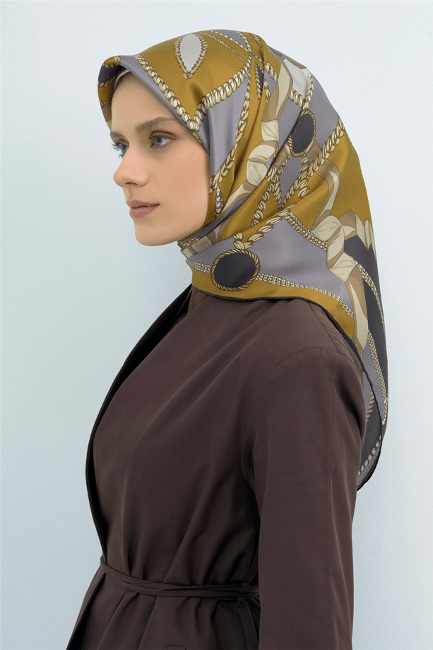 Armine İpek Eşarp 2026 Yaz 9531-33 Füme