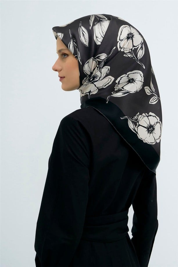 Armine İpek Eşarp 2026 Yaz 9536-32 Siyah