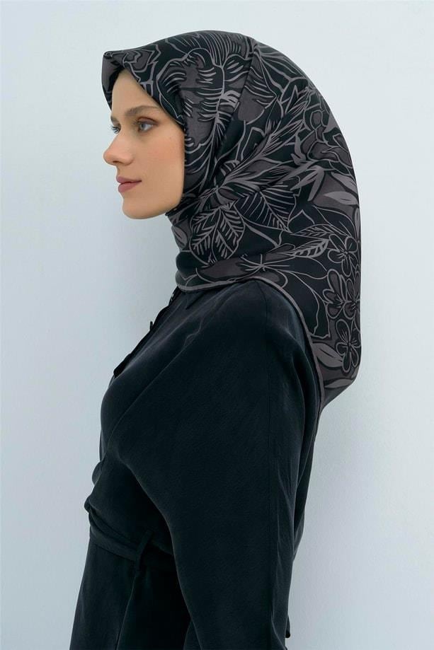 Armine İpek Eşarp 2026 Yaz 9539-83 Siyah