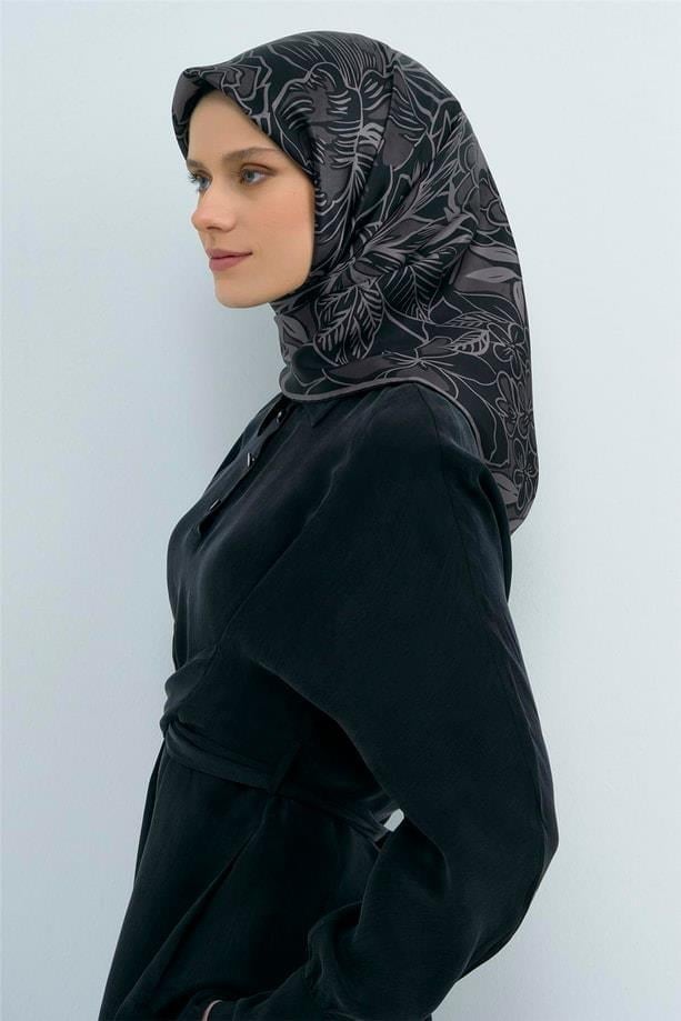 Armine İpek Eşarp 2026 Yaz 9539-83 Siyah