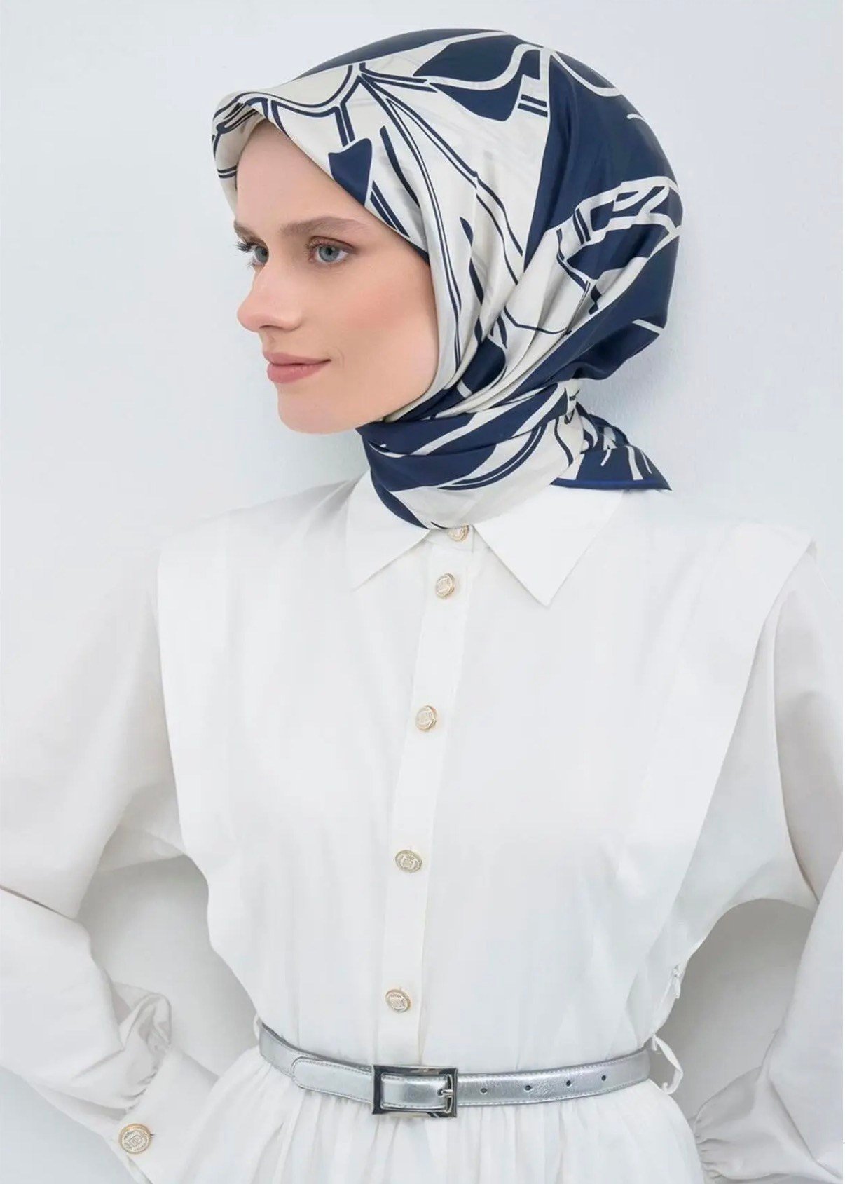 Armine İpek Eşarp 2026 Yaz 9553-06 Lacivert