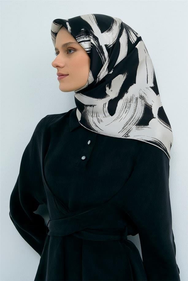 Armine İpek Eşarp 2026 Yaz 9555-06 Siyah