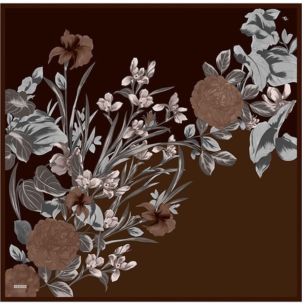 Armine Jakarlı İpek Eşarp 9608-57 Acı Kahve