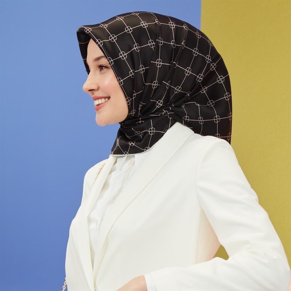 Armine Nostalji İpek Eşarp 8555-14 Siyah