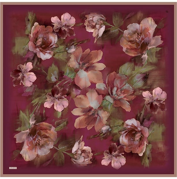 Armine Twill İpek Eşarp 9611-33 Bordo