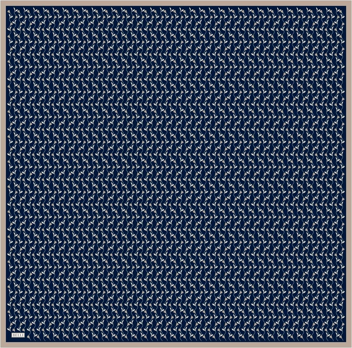 Belli Twill İpek Eşarp 26 Yaz 4001-80 Lacivert