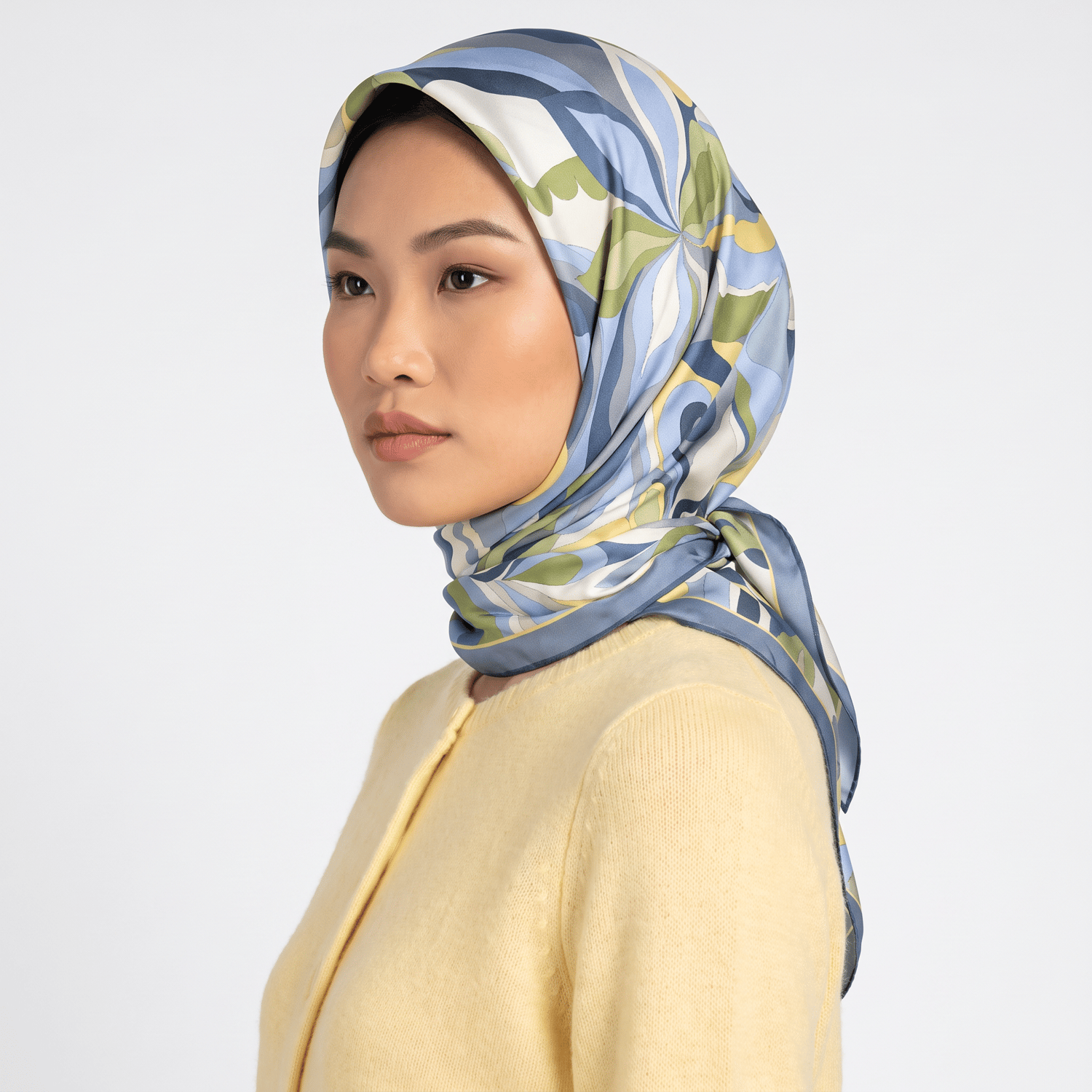 Belli Twill İpek Eşarp 26 Yaz 4108-86 Yeşil