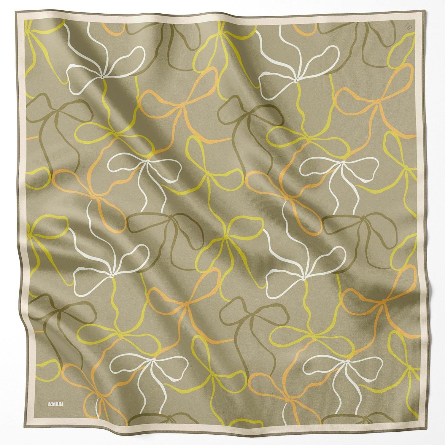 Belli Twill İpek Eşarp 26 Yaz 4113-34 Yeşil