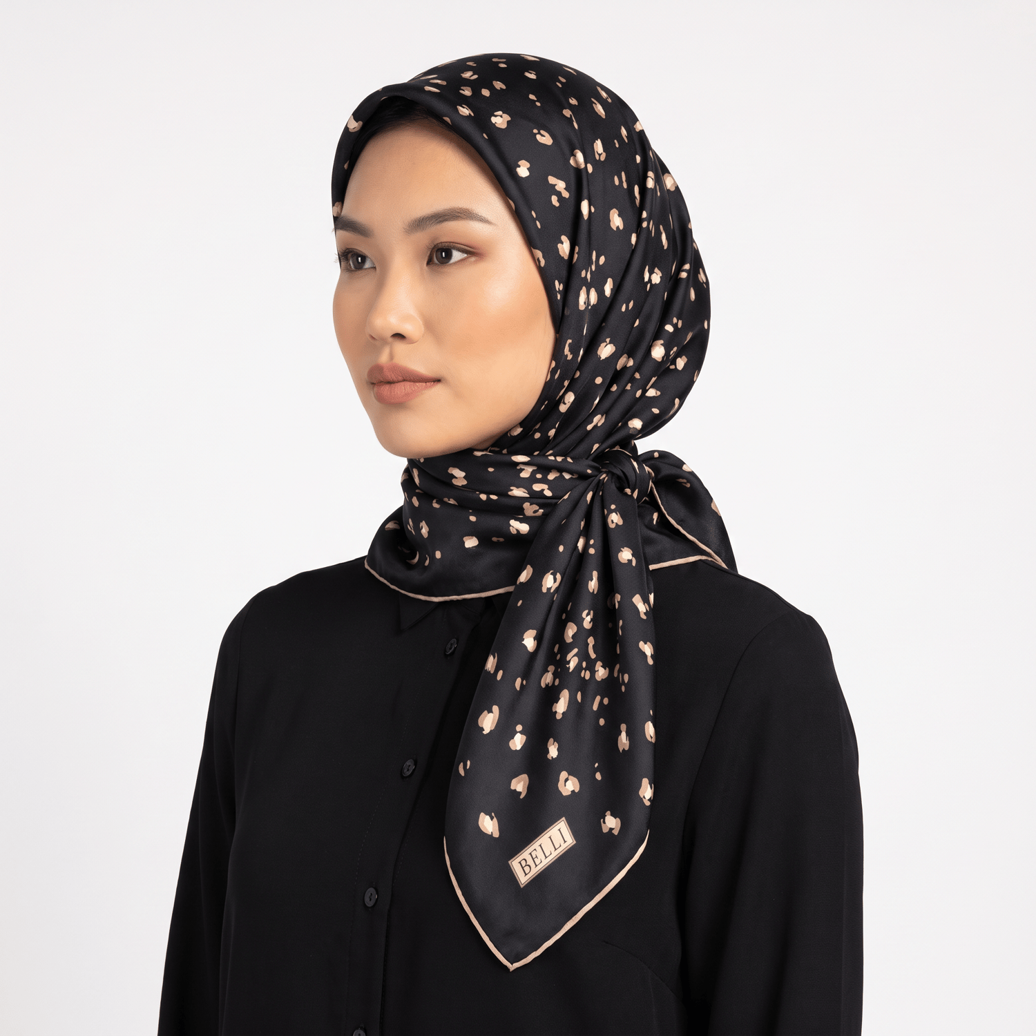 Belli Twill İpek Eşarp 26 Yaz 4126-33 Siyah