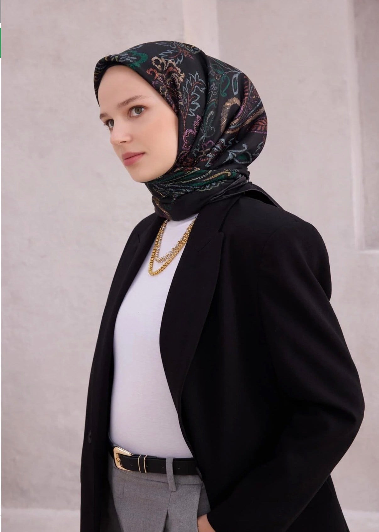 Belli Twill İpek Eşarp 26 Yaz 4207-34 Siyah