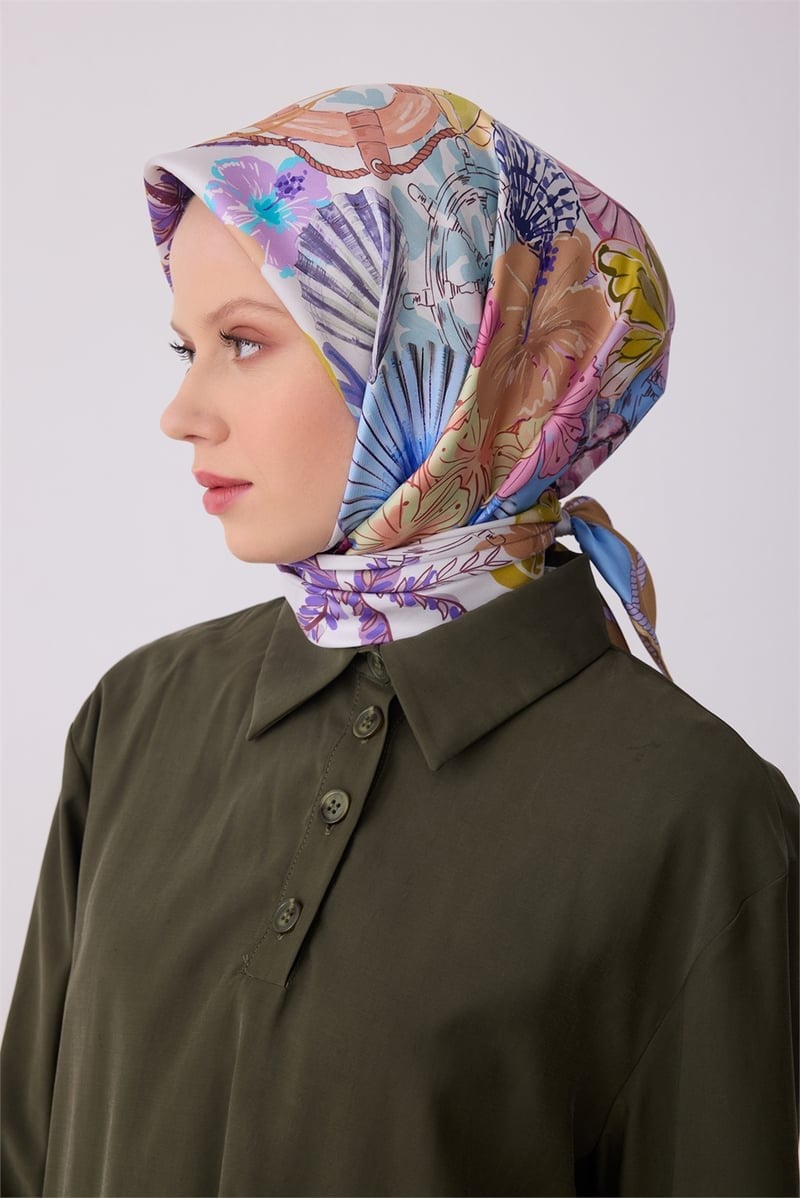 Belli Twill İpek Eşarp 26 Yaz 4324-32 Mor