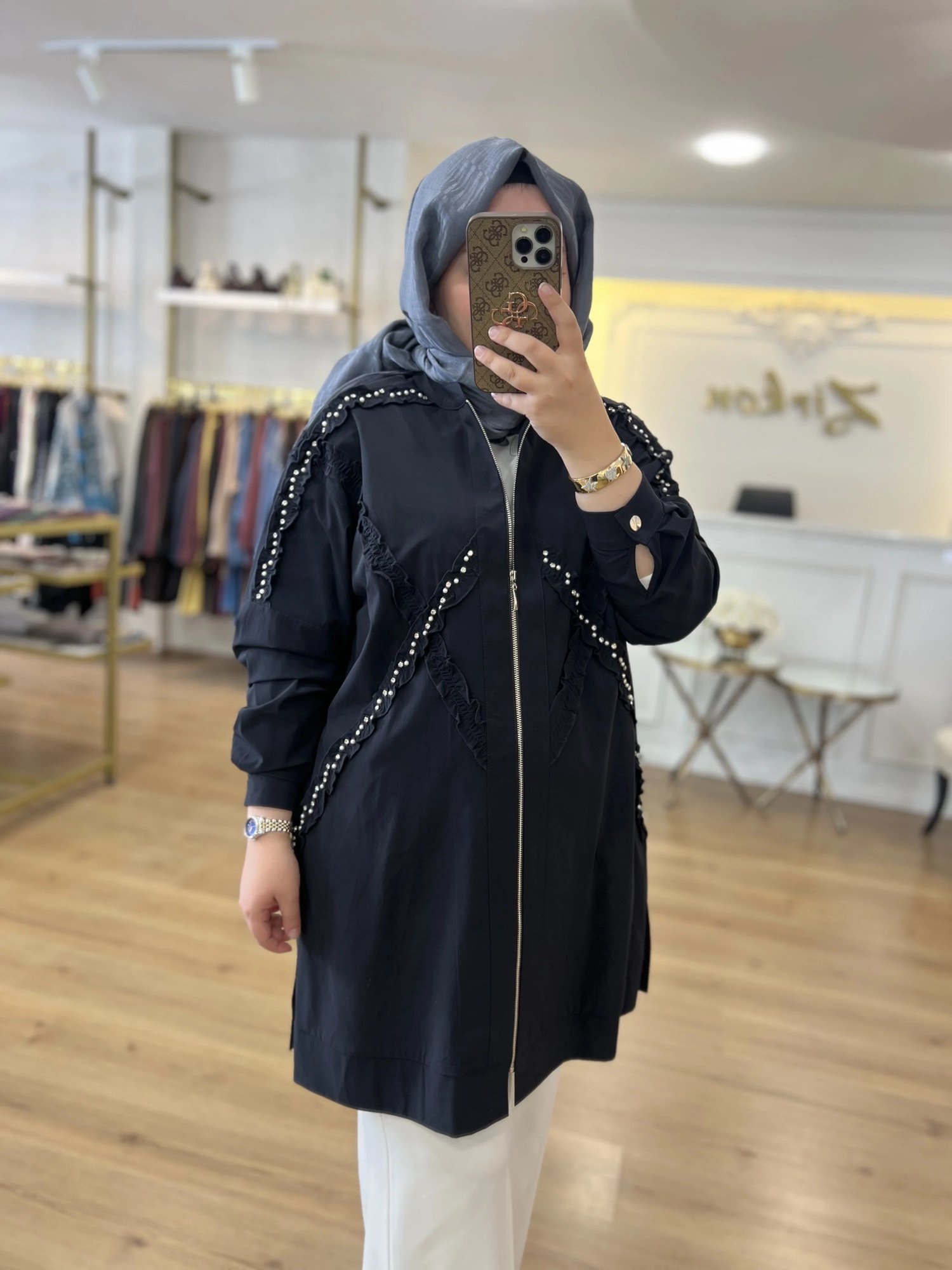 FATMA DANIŞMAN İncili Bomber Ceket