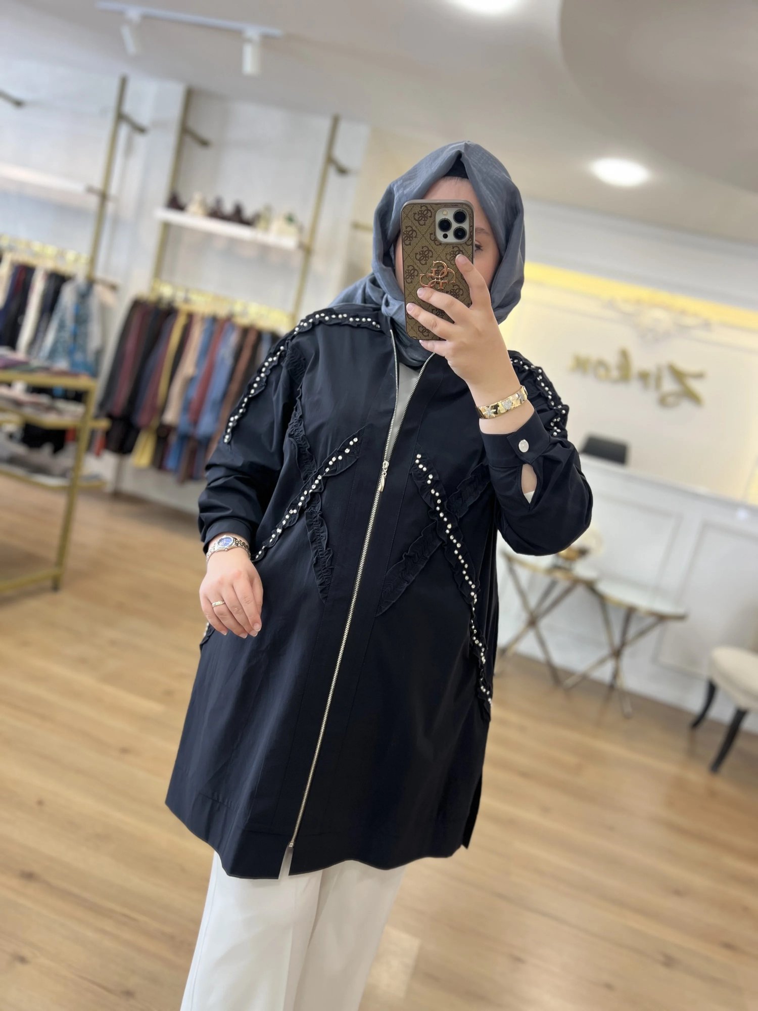 FATMA DANIŞMAN İncili Bomber Ceket