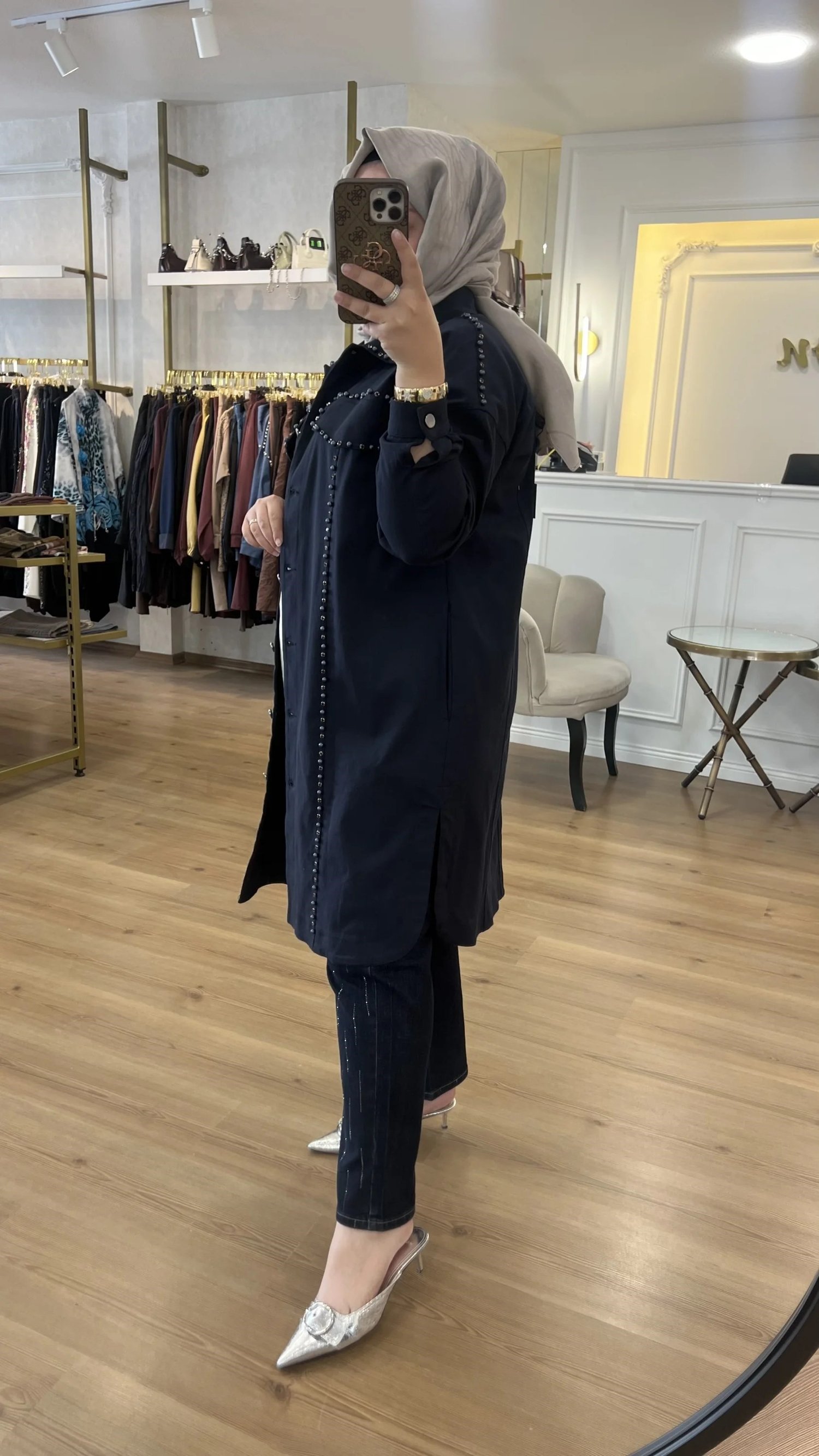 FATMA DANIŞMAN İncili Taşlı Kot Ceket
