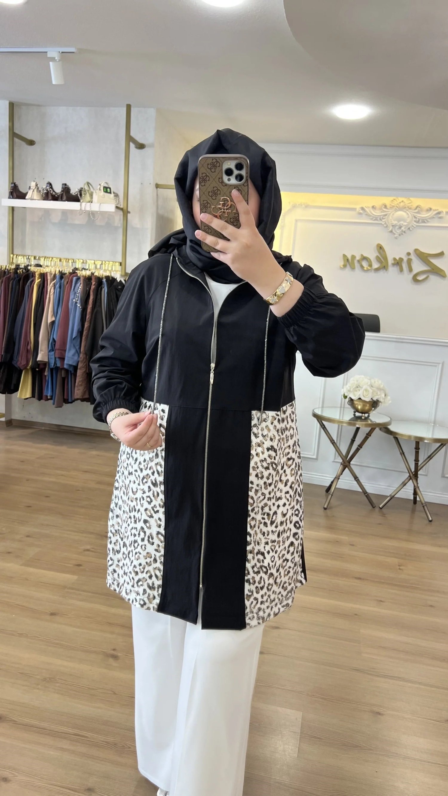 FATMA DANIŞMAN Leopar Pulpayet Pamuk Paraşüt Ceket