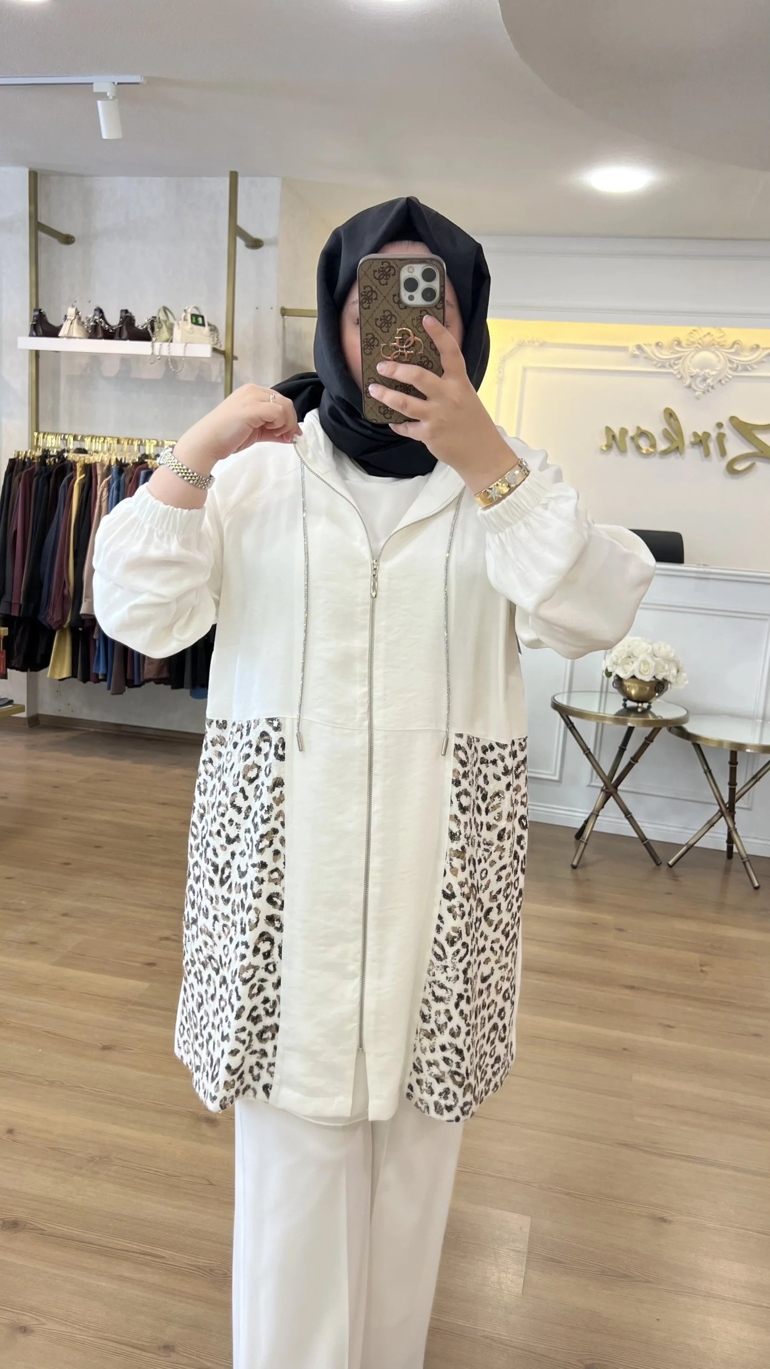 FATMA DANIŞMAN Leopar Pulpayet Pamuk Paraşüt Ceket