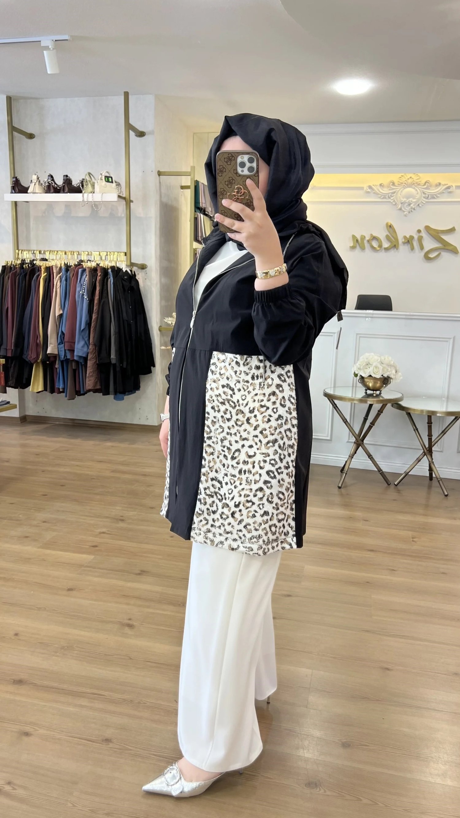 FATMA DANIŞMAN Leopar Pulpayet Pamuk Paraşüt Ceket