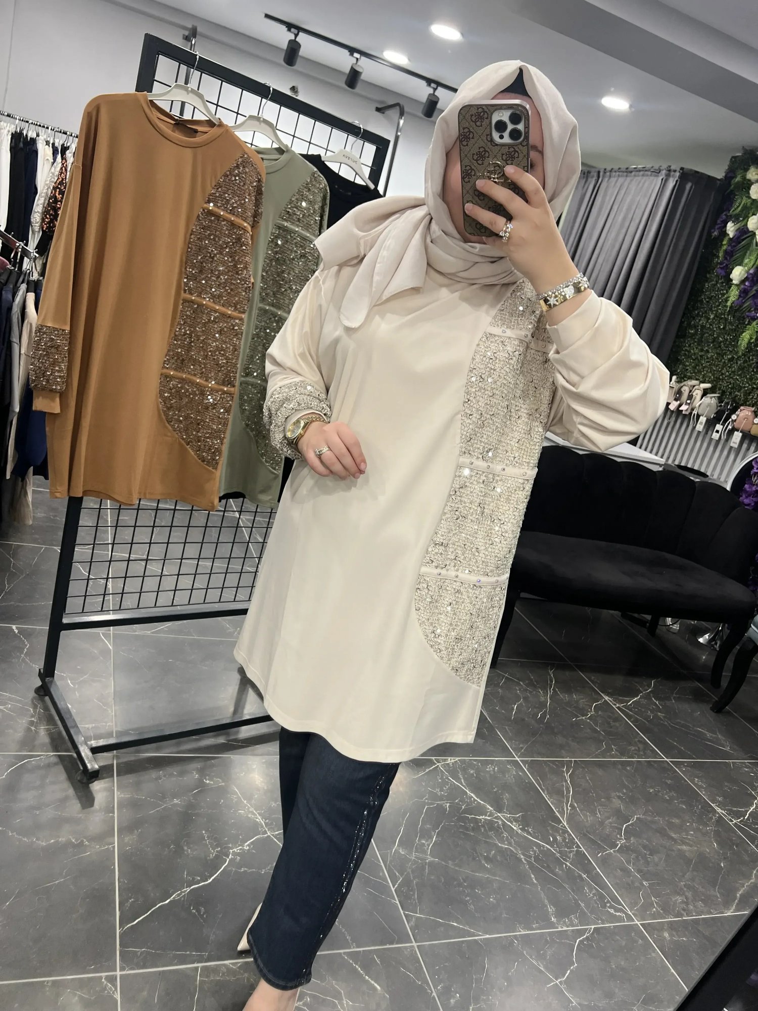 Levidor Pullu Taşlı Pamuk Tunik