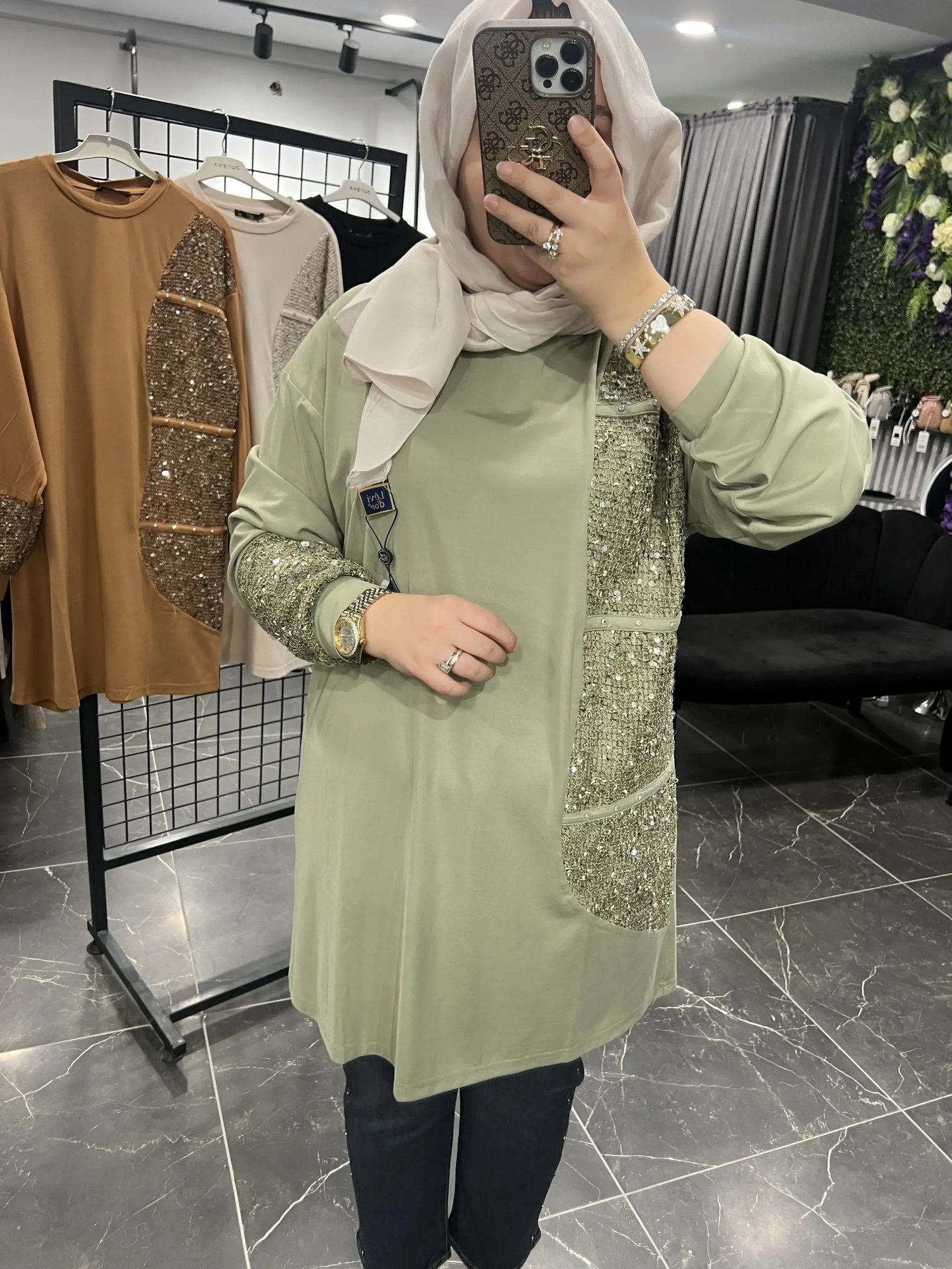 Levidor Pullu Taşlı Pamuk Tunik