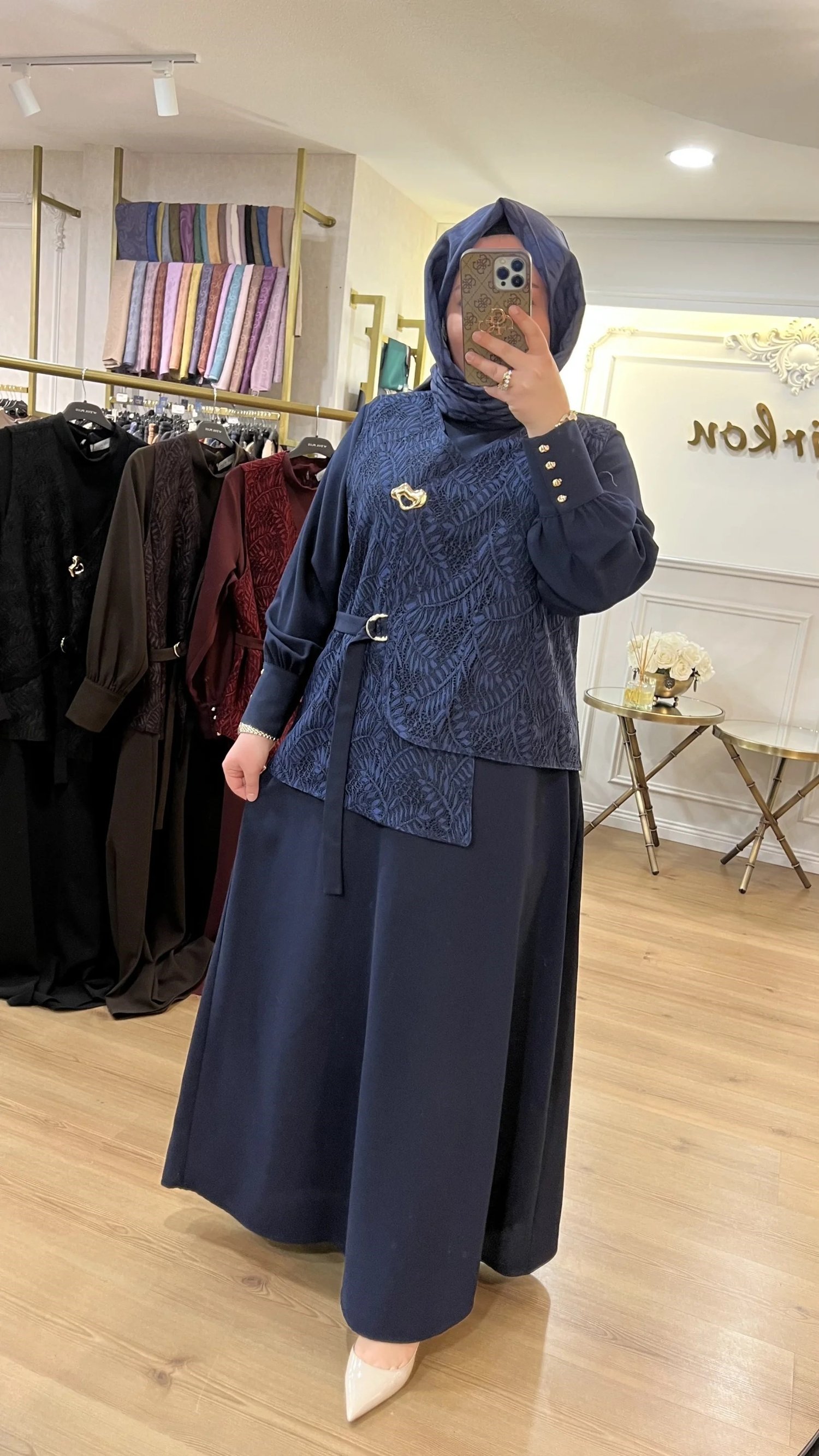 MEVA BY PUREVA Dantel Yelekli Krep Elbise